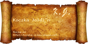 Koczka Jolán névjegykártya
