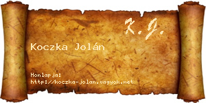 Koczka Jolán névjegykártya
